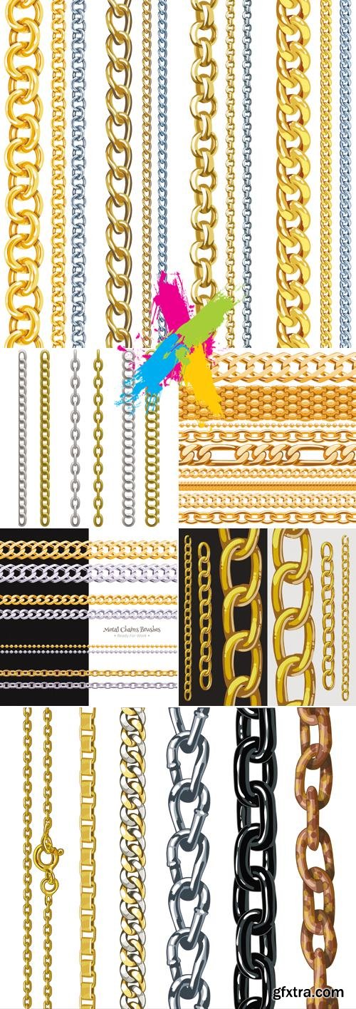 Golden & Silver Chain Borders Vector