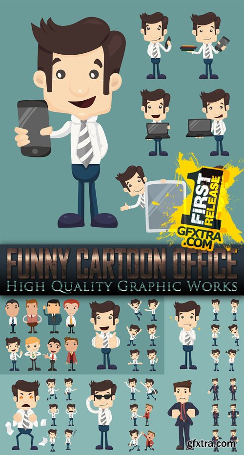 Funny Cartoon Office 25 EPS