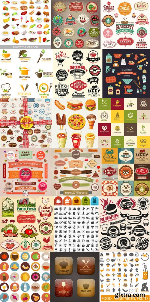 Food Labels & Icons 25 EPS