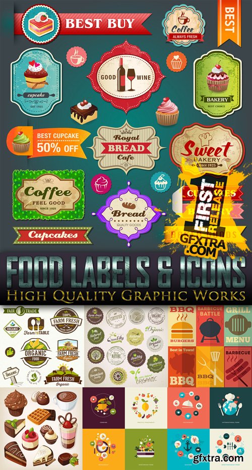 Food Labels & Icons 25 EPS