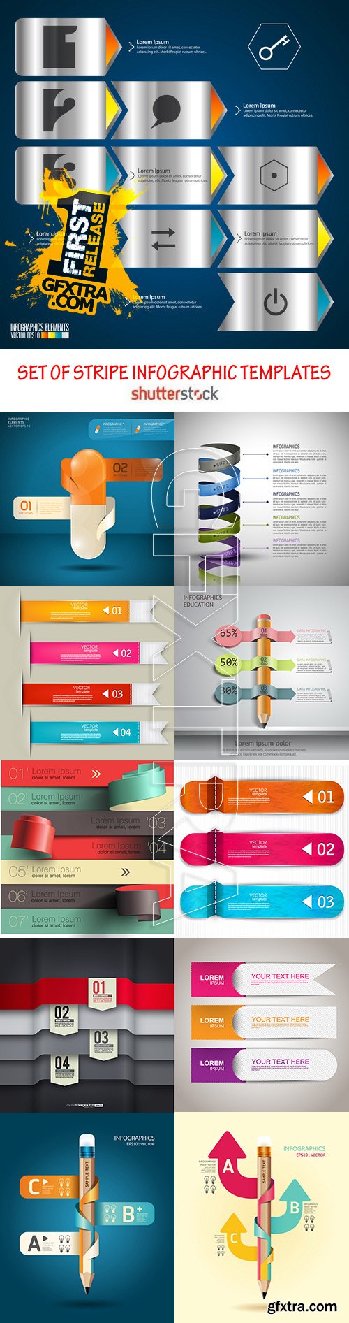 Amazing SS - Set of stripe infographic templates, 25xEPS