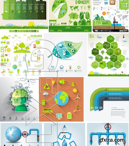 Stock Vectors - Ecology template 3, 25xEPS