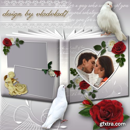 Romantic Photobook with white and red Roses