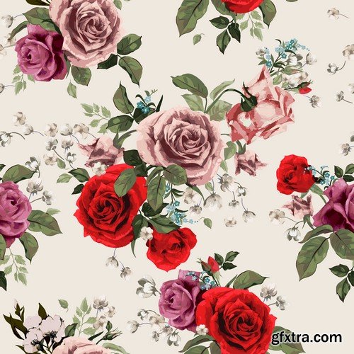 Stock Vectors - Rose, floral background, 25xEPS