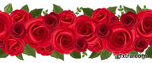 Stock Vectors - Rose, floral background, 25xEPS