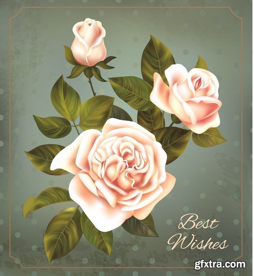 Stock Vectors - Rose, floral background, 25xEPS