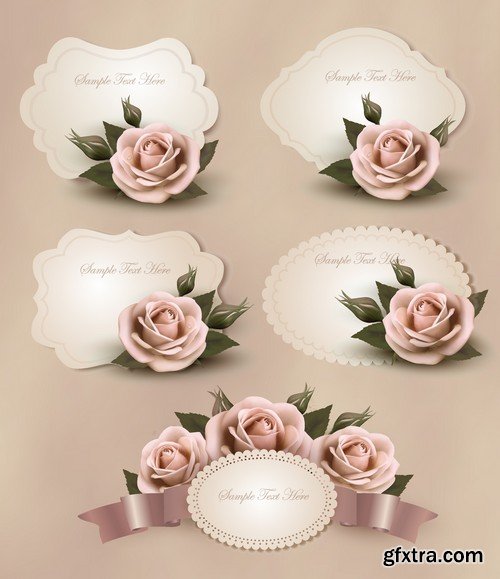 Stock Vectors - Rose, floral background, 25xEPS