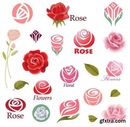 Stock Vectors - Rose, floral background, 25xEPS