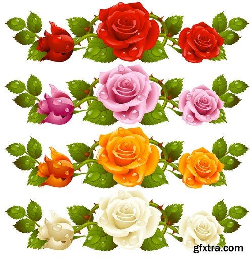 Stock Vectors - Rose, floral background, 25xEPS