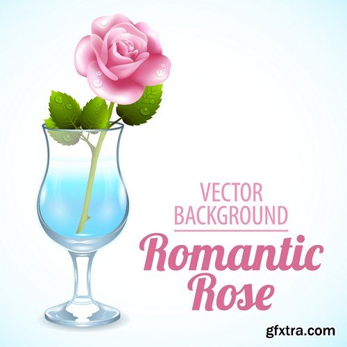 Stock Vectors - Rose, floral background, 25xEPS