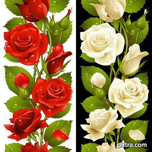 Stock Vectors - Rose, floral background, 25xEPS