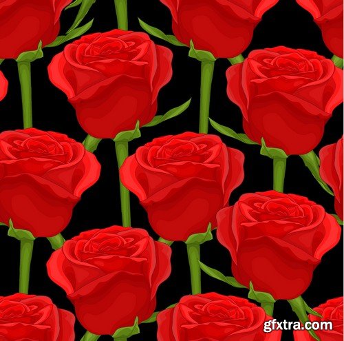 Stock Vectors - Rose, floral background, 25xEPS