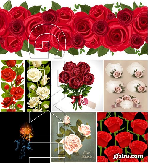 Stock Vectors - Rose, floral background, 25xEPS