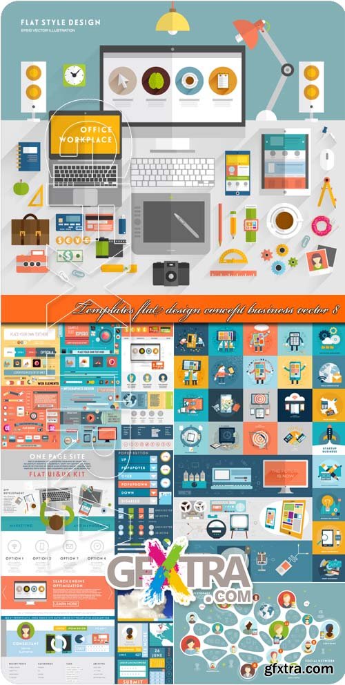 Templates flat design concept business vector 8