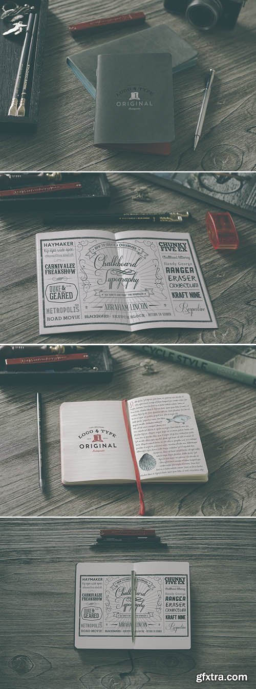 4 Hipster Notebook Mock up Templates