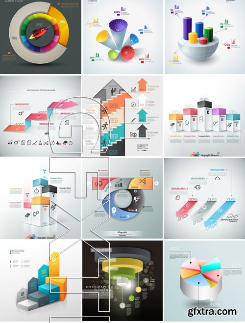 Stock Vectors - 3D Infographic Chart 7, 25xEPS