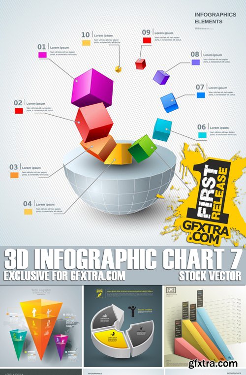 Stock Vectors - 3D Infographic Chart 7, 25xEPS