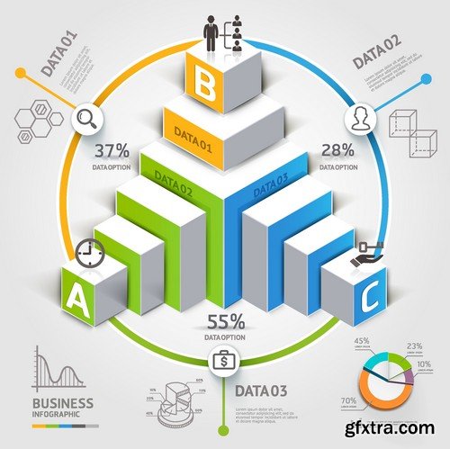 Stock Vectors - 3D Infographic Chart 7, 25xEPS