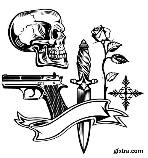 Stock Vectors - Tattoo design 2, 25xEPS