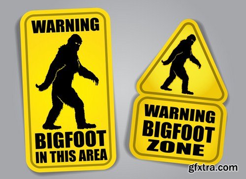 Zombie , Bigfoot & UFO Warning Signs - 25 Vector