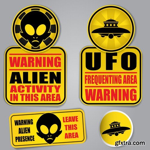 Zombie , Bigfoot & UFO Warning Signs - 25 Vector