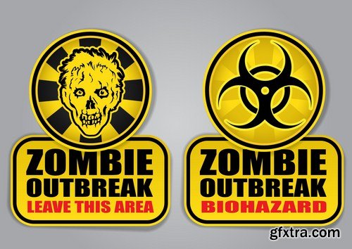 Zombie , Bigfoot & UFO Warning Signs - 25 Vector