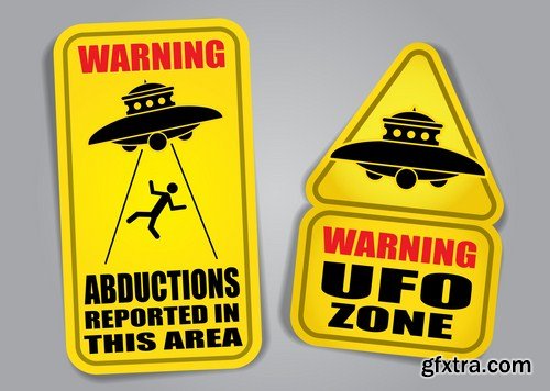 Zombie , Bigfoot & UFO Warning Signs - 25 Vector