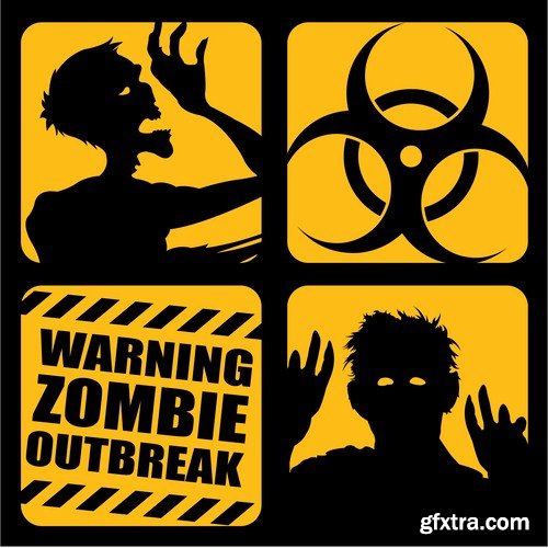 Zombie , Bigfoot & UFO Warning Signs - 25 Vector