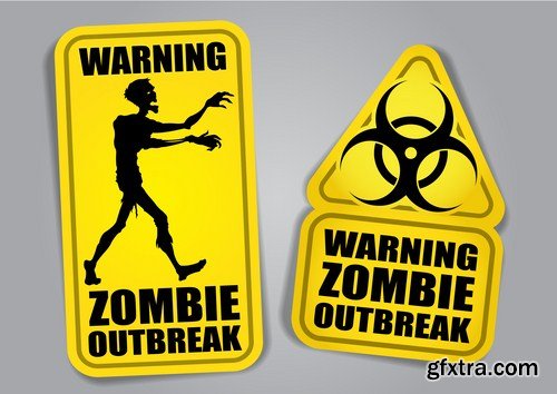 Zombie , Bigfoot & UFO Warning Signs - 25 Vector