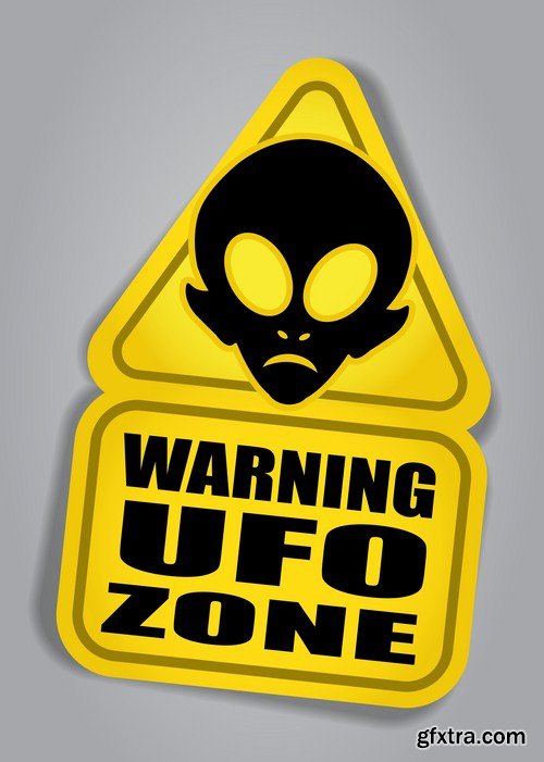 Zombie , Bigfoot & UFO Warning Signs - 25 Vector