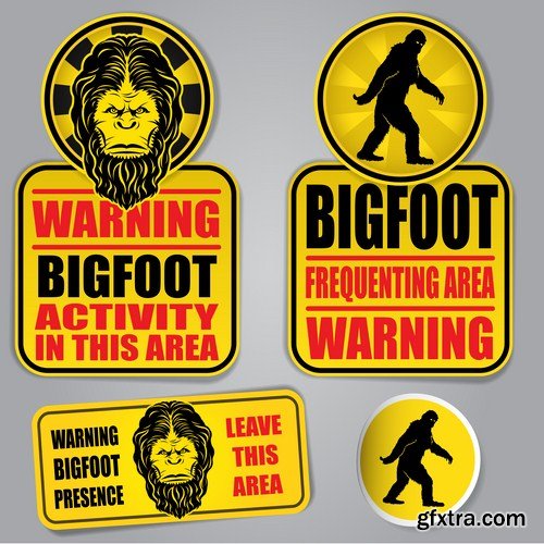 Zombie , Bigfoot & UFO Warning Signs - 25 Vector