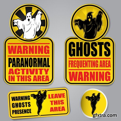 Zombie , Bigfoot & UFO Warning Signs - 25 Vector