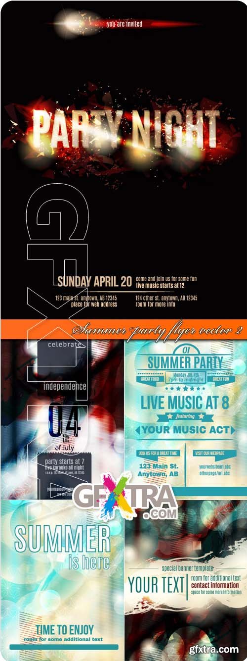 Summer party flyer vector 2