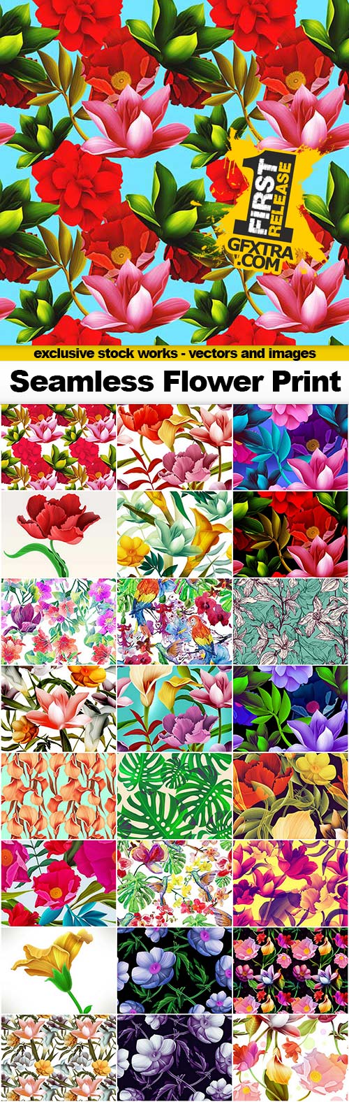 Seamless Flowers Prints - 25x JPEGs