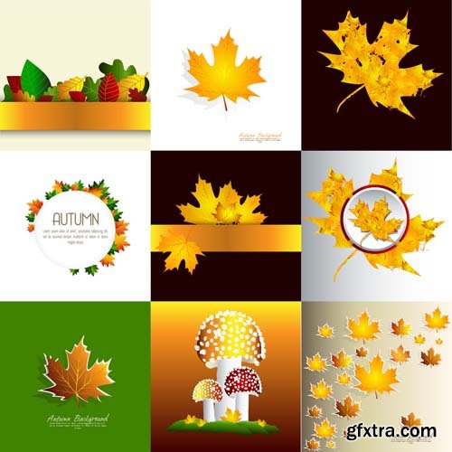 Autumn colorful leaves backgrounds, 25xEPS