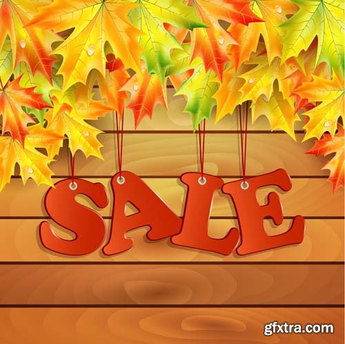 Autumn colorful leaves backgrounds, 25xEPS