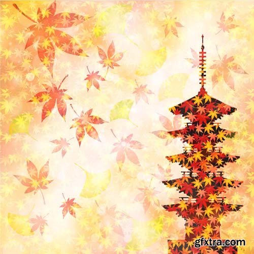 Autumn colorful leaves backgrounds, 25xEPS