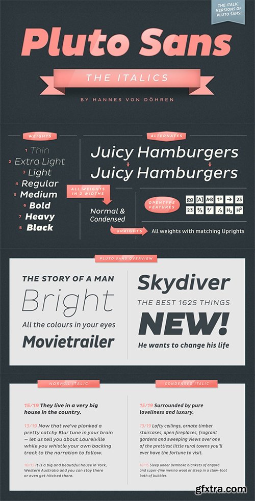 Pluto Sans Italics Font Family - 16 Font $640