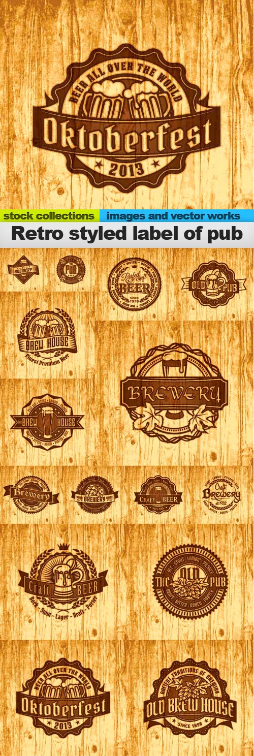 Retro styled label of pub,15 EPS