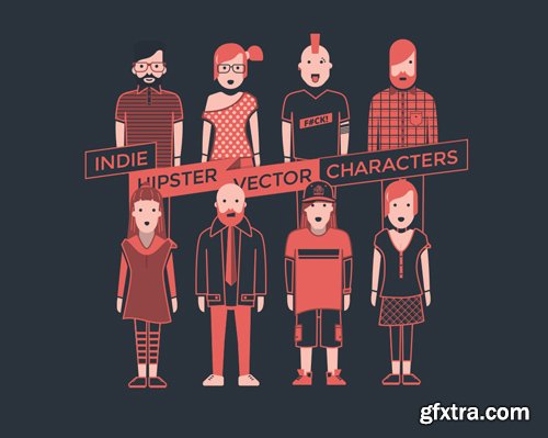 Indie Hipster Vector Character Set