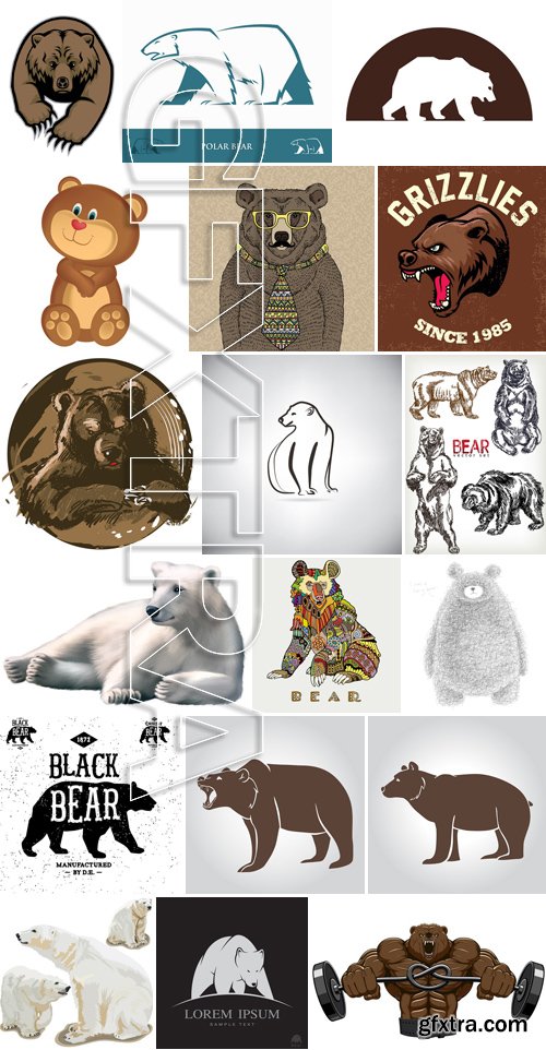 Stock Vectors - Bear 2, 25xEPS