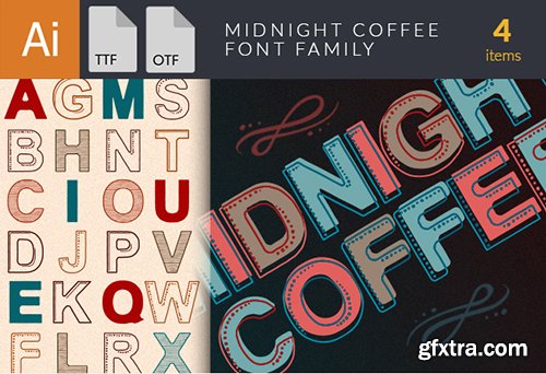 Midnight Coffee Font Family - 4 Font $30