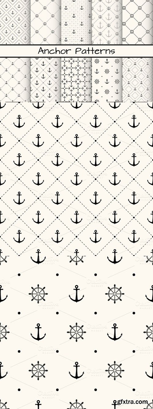 10 Anchor Monochrome Vector Patterns