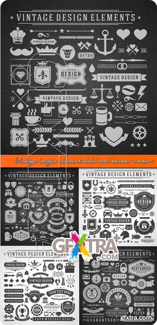 Vintage design elements label and banner vector 2