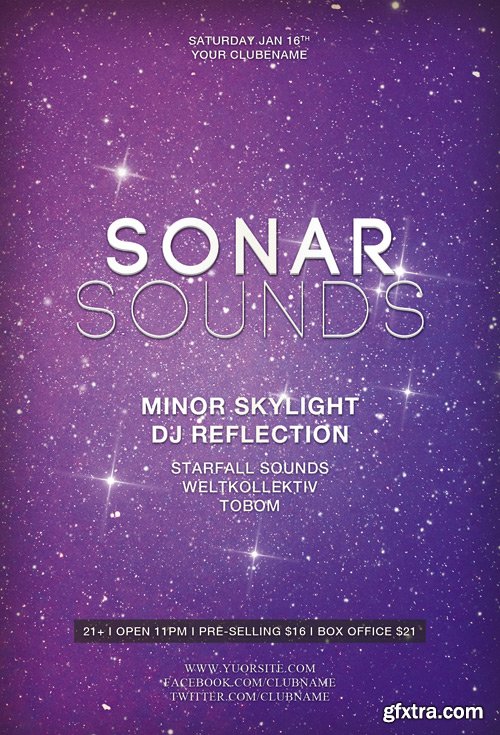 Sonar Sound Minimal Electro Flyer Template