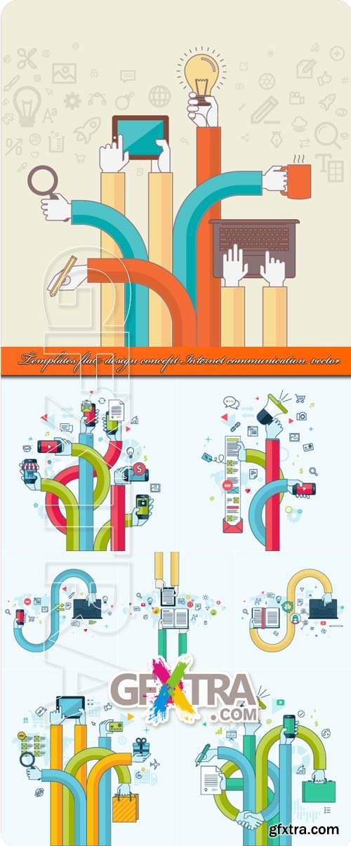 Templates flat design concept Internet communication vector