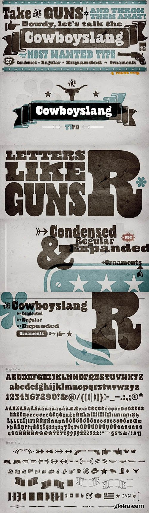 Cowboyslang Font Family - 4 Font $115