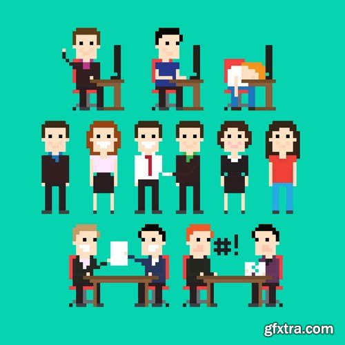 Stock Vectors - Pixel art, 25xEPS