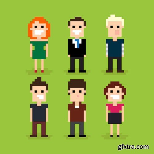 Stock Vectors - Pixel art, 25xEPS