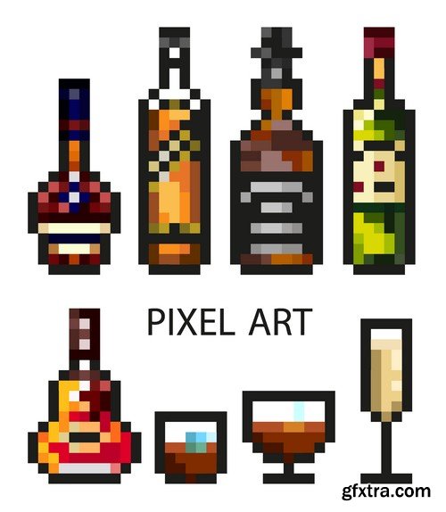 Stock Vectors - Pixel art, 25xEPS